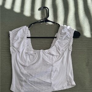 Sky and Sparrow White Ruched Crop Top